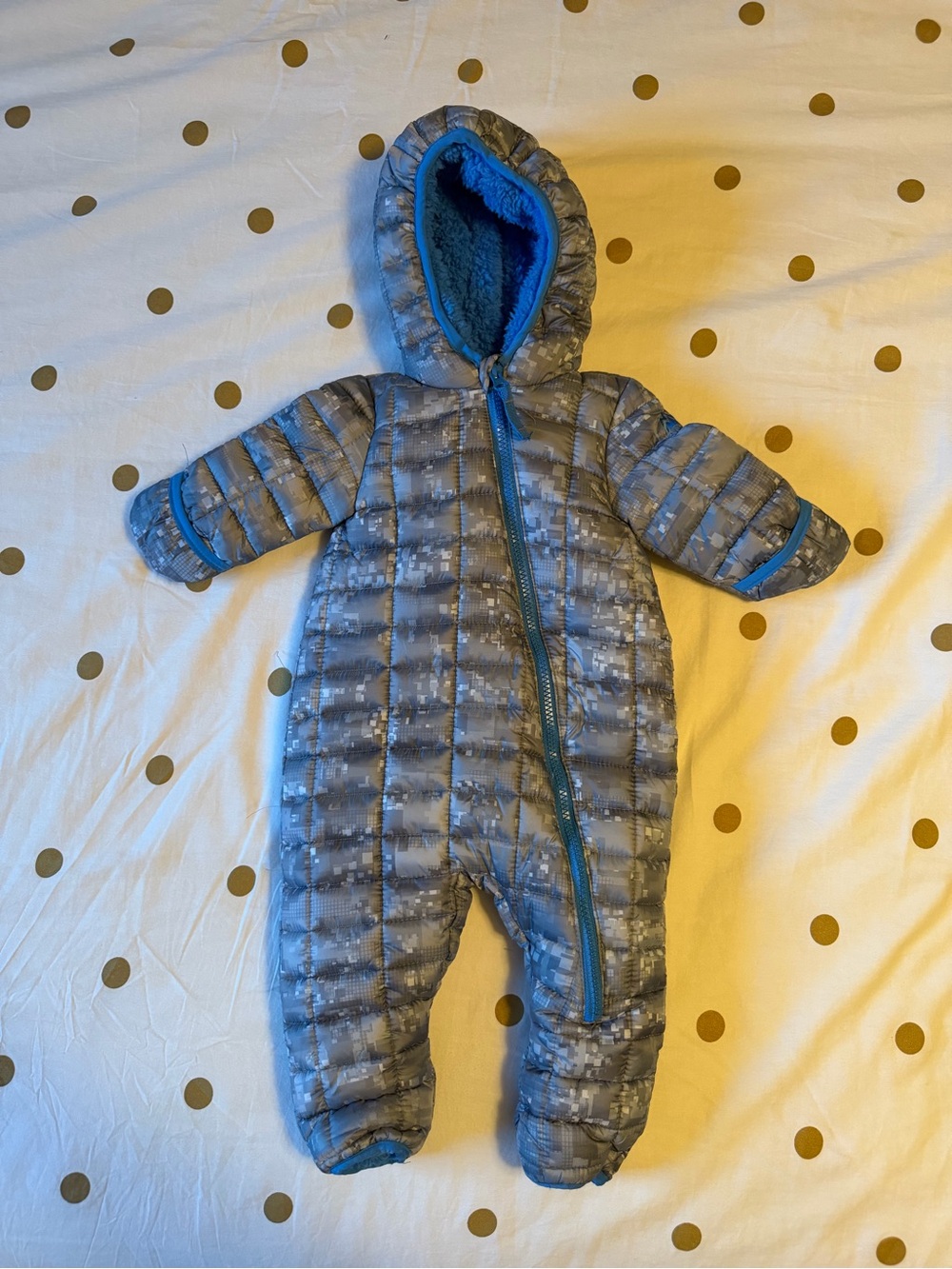 Snozu Plush Baby Hooded Snowsuit in Bright Blue